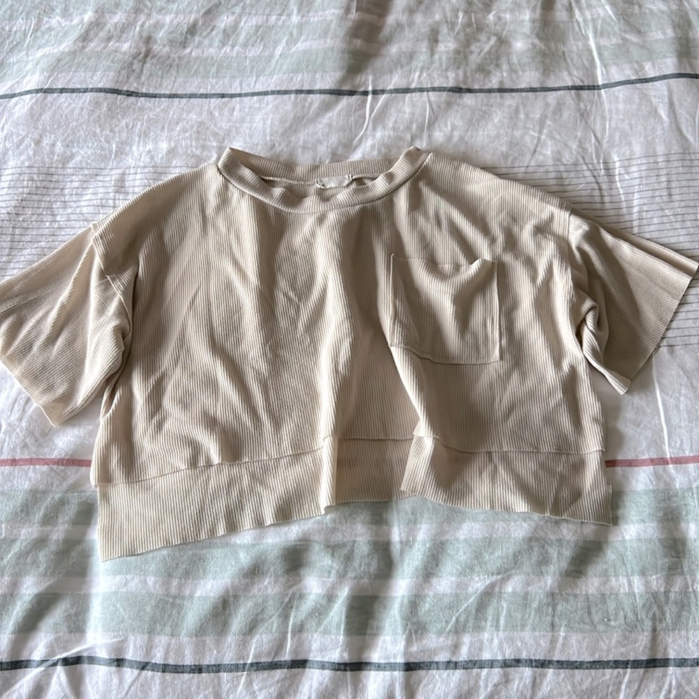 Boxy oversized waffle knit top
